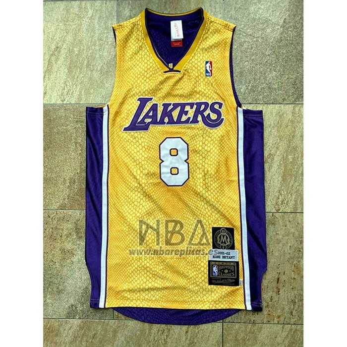 Camiseta Los Angeles Lakers Kobe Bryant NO 8 Primera Mitchell & Ness Oro